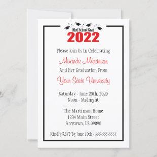 Med School Grad 2022 Graduation Invite (Red Caps)