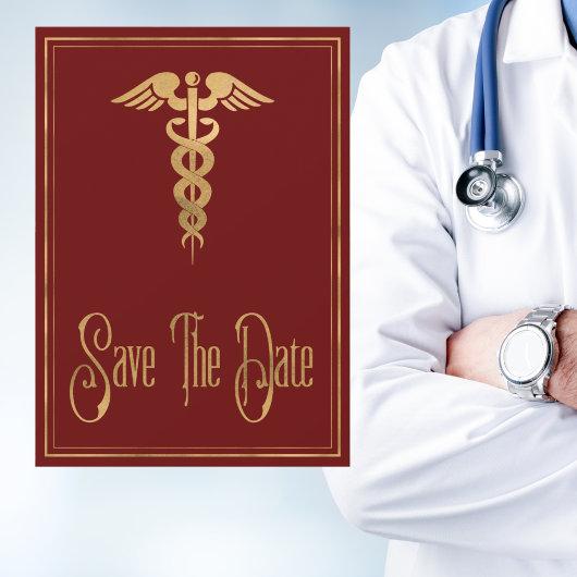 Medical Caduceus Doctor Nurse Red Save The Date