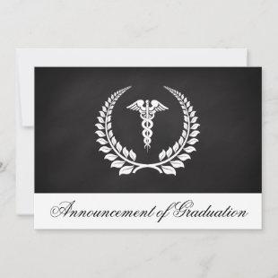 Medical Caduceus Laurel Graduation Invitation