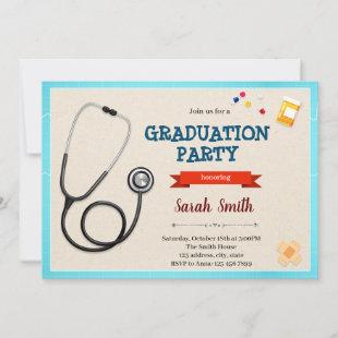 Medical doctor nurse graduation invitation