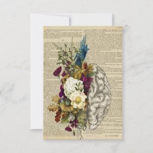 medical floral brain anatomy poster announcement
