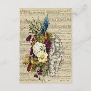 medical floral brain anatomy poster enclosure card