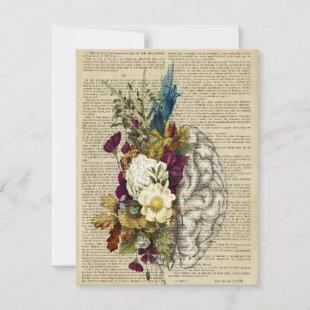 medical floral brain anatomy poster holiday card