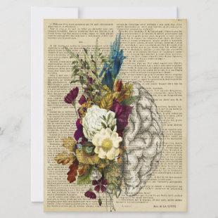 medical floral brain anatomy poster save the date
