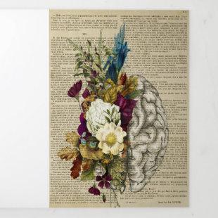 medical floral brain anatomy poster Tri-Fold invitation