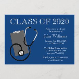 Medical Nursing School Blue Graduation Invitation