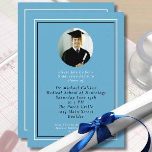 Medical School Doctor for Him Blue Graduation  Invitation