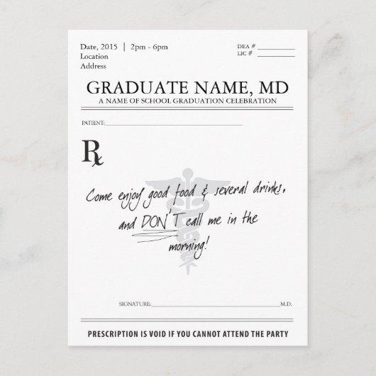 Medical Student Graduation Prescription Pad Invite