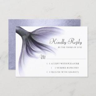 Mermaid Chic Tail | Dusty Lavender Purple Sheen RSVP Card