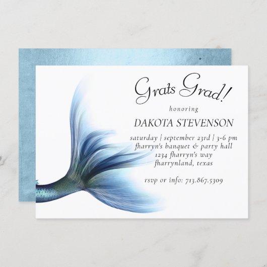 Mermaid Glitzy Glam | Soft Pastel Blue Graduation Invitation
