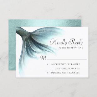 Mermaid Luxe Tail | Seafoam Mint Green Aqua Sheen RSVP Card