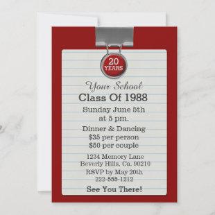 Metal Clip Notepaper Red Class Reunion Invitation