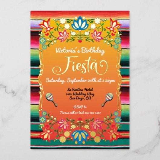 Mexican Fiesta Birthday Party Foil Invitation
