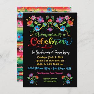Mexican Fiesta Graduation Party with embroidery Invitation