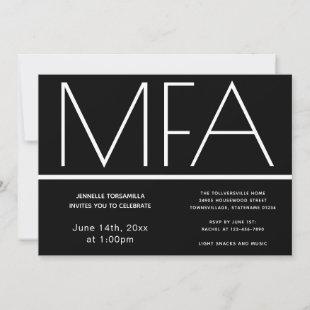 MFA degree Black Graduation Party Invitation