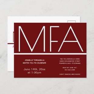 MFA degree Burgundy Graduation Party Invitation