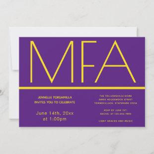 MFA degree Purple Yellow Graduation Party Invitation