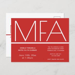 MFA degree Red Graduation Party Invitation