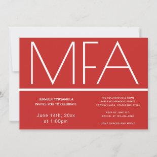 MFA degree Red Graduation Party Invitation