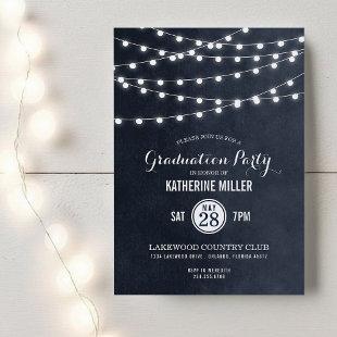 Midnight String Lights Graduation Party Invitation