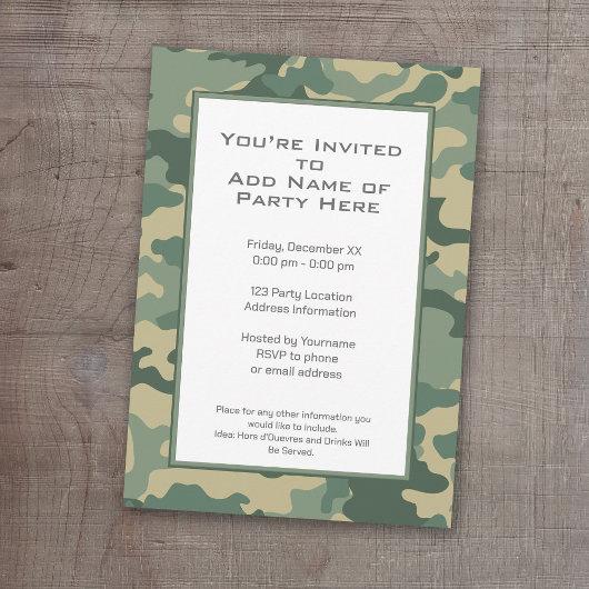 Military Camouflage Party Invitation