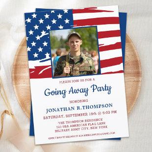 Military Going Away Party American Flag Photo Invitation