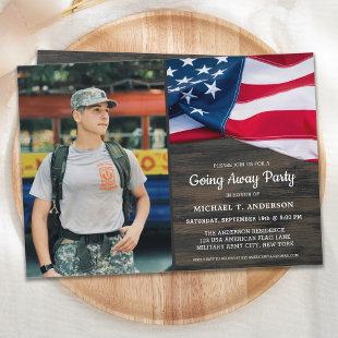Military Going Away Party Patriotic USA Flag Photo Invitation