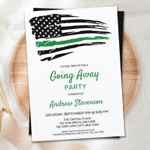 Military Going Away Party Thin Green Line Flag Inv Invitation