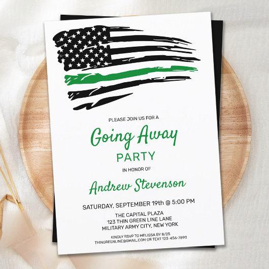 Military Going Away Party Thin Green Line Flag Inv Invitation
