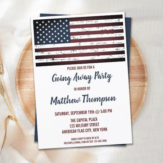 Military Going Away Party USA American Flag Invitation
