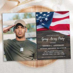 Military Going Away Party USA Flag Patriotic Photo Invitation