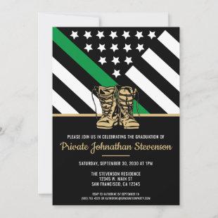 Military Graduation Green Line Flag Patriotic Army Invitation