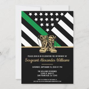 Military Retirement Green Line Flag Patriotic Army Invitation