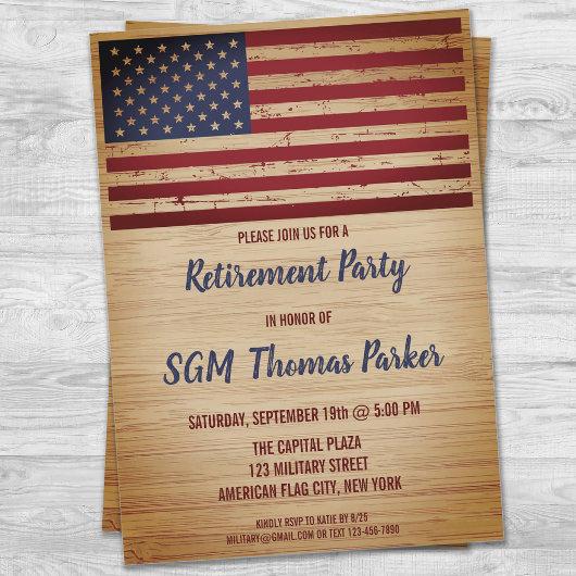 Military Retirement Party American Flag Patriotic Invitation