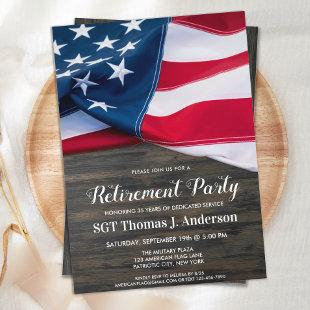 Military Retirement Party USA American Flag Invita Invitation