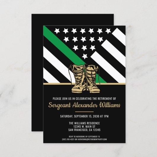 Military Thin Green Line Patriotic Army Retirement Invitation