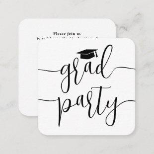 Mini Graduation Party Invitation Black White Card