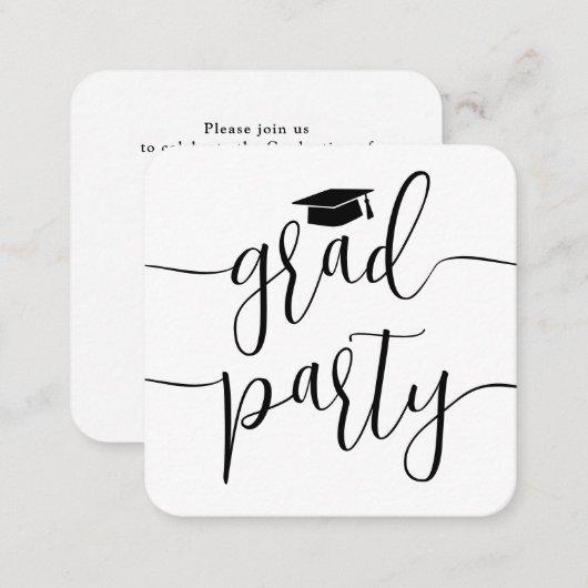 Mini Graduation Party Invitation Black White Card