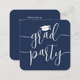 Mini Graduation Party Invitation Navy & White Card