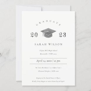 Minimal Clean Simple Silver Foil Graduation Party Invitation