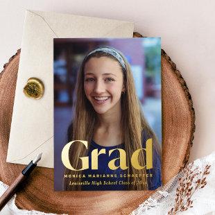 Minimal Grad Foil Photo Graduation Announcement