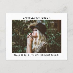 Minimal Graduate Photo | Simple Graduation Party Invitation Postcard