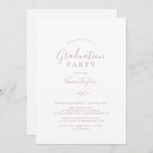 Minimal Leaf | Blush Pink Graduation Party Invitation