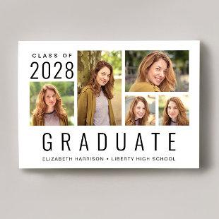 Minimal Modern 5 Photo Collage Graduation Announcement
