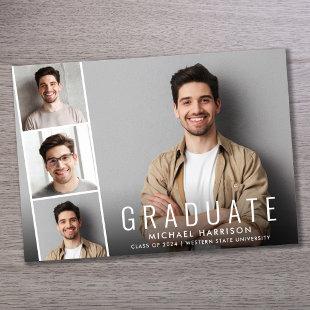 Minimal Modern Photo Strip Graduation Announcement
