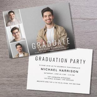 Minimal Modern Photo Strip Graduation Party Invitation