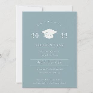 Minimal Simple Dusky Blue Grey Graduation Party Invitation
