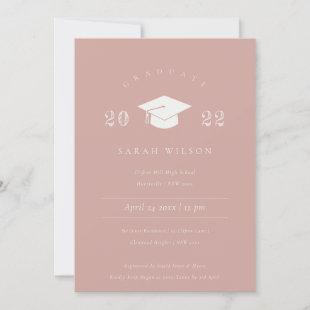 Minimal Simple Dusky Blush Pink Graduation Party Invitation