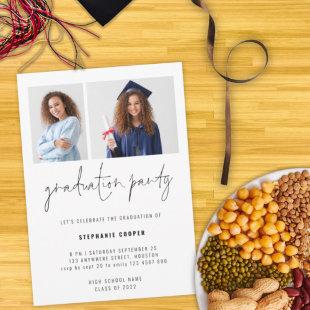 Minimalist 2 Photo Script 2022 Graduation Party Invitation