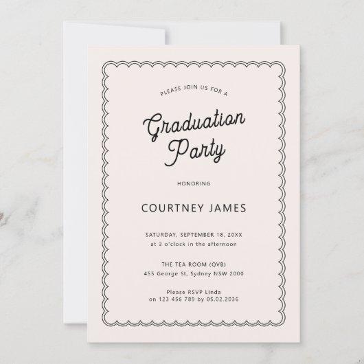 Minimalist and simple scalloped graduation party invitation